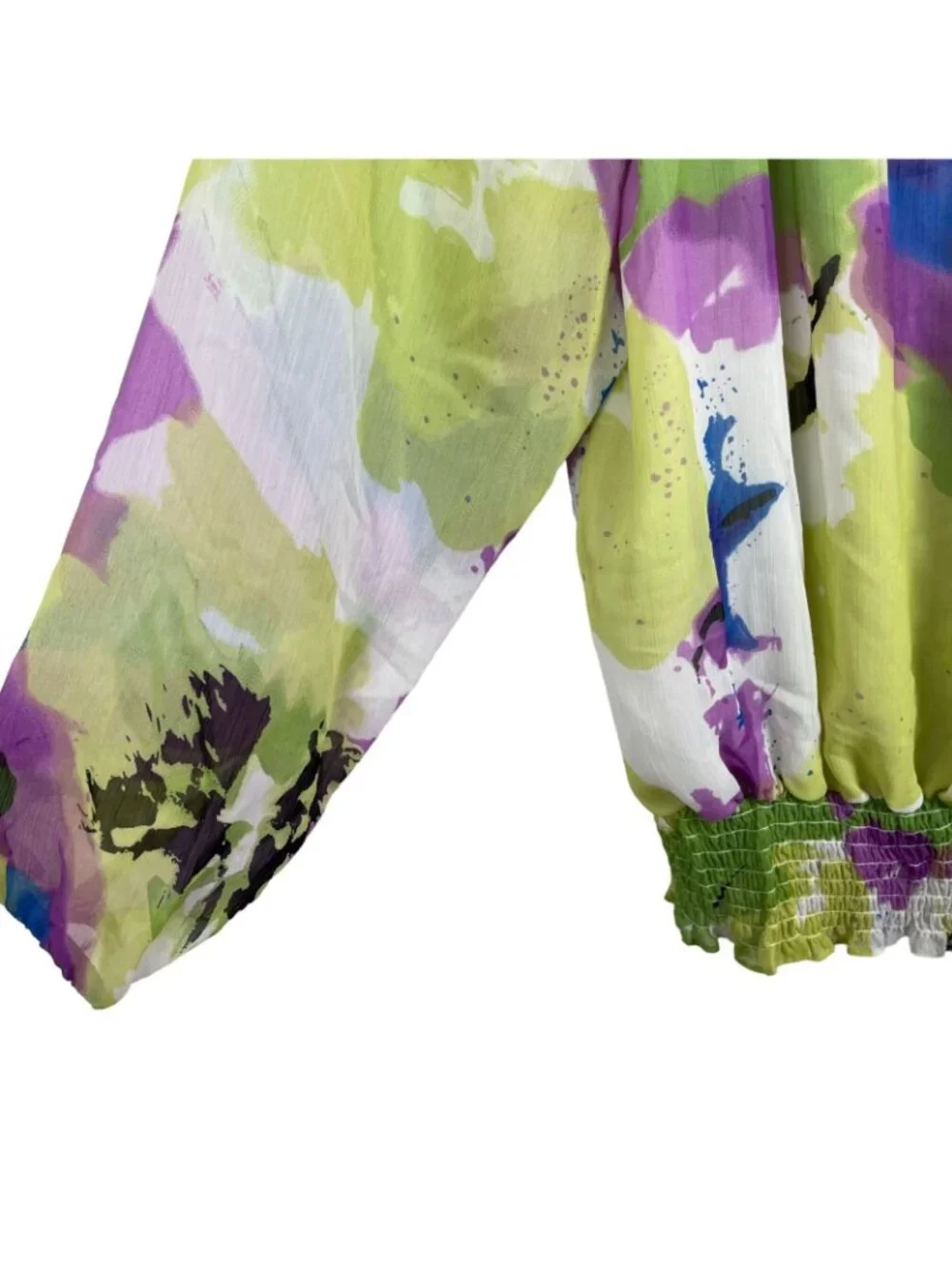 John Paul Richard Women Abstract Print Smocked Blouse Size 1X